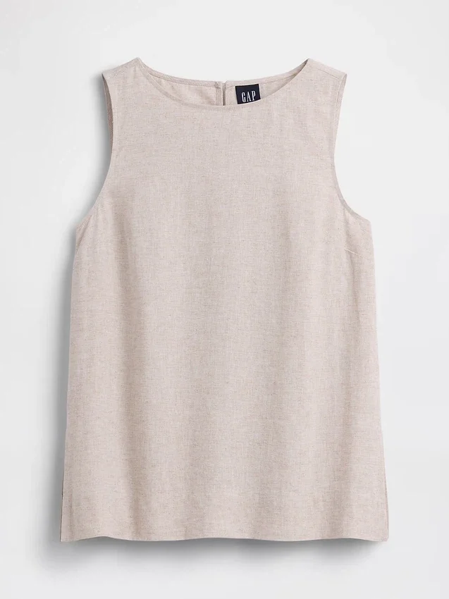 Linen-Blend Shell Tank Top