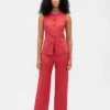 Linen-Blend Tie-Back Longline Vest