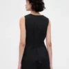 Linen-Blend Tie-Back Longline Vest