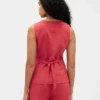 Linen-Blend Tie-Back Longline Vest