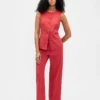 Linen-Blend Tie-Back Longline Vest