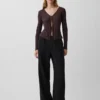 Linen-Blend Tie-Front Cardigan