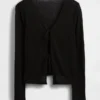 Linen-Blend Tie-Front Cardigan