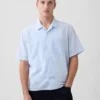 Linen-Cotton Relaxed Straight-Hem Shirt