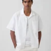 Linen-Cotton Relaxed Straight-Hem Shirt