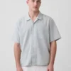 Linen-Cotton Relaxed Straight-Hem Shirt