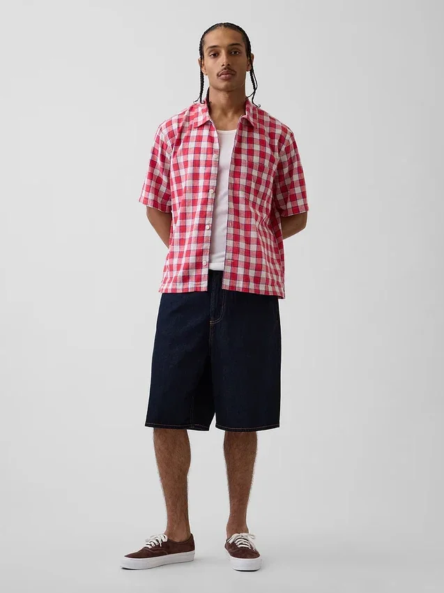 Linen-Cotton Relaxed Straight-Hem Shirt