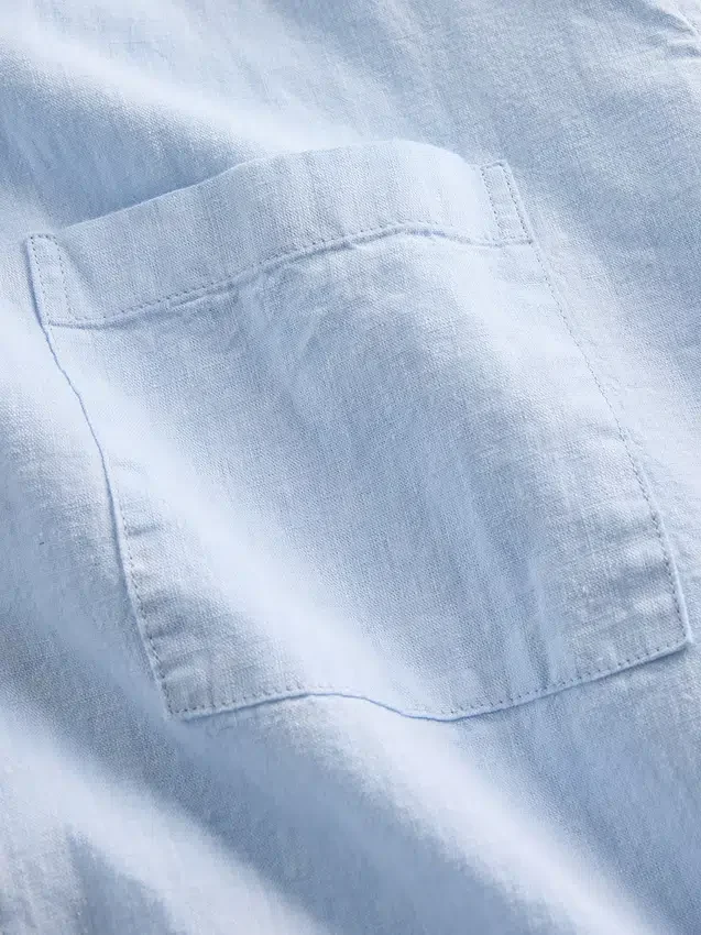 Linen-Cotton Relaxed Straight-Hem Shirt
