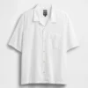 Linen-Cotton Relaxed Straight-Hem Shirt