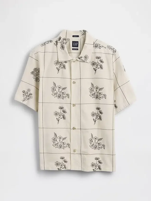 Linen-Cotton Relaxed Straight-Hem Shirt