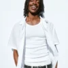 Linen-Cotton Relaxed Straight-Hem Shirt
