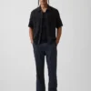 Linen-Cotton Relaxed Straight Trousers