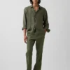 Linen-Cotton Relaxed Straight Trousers