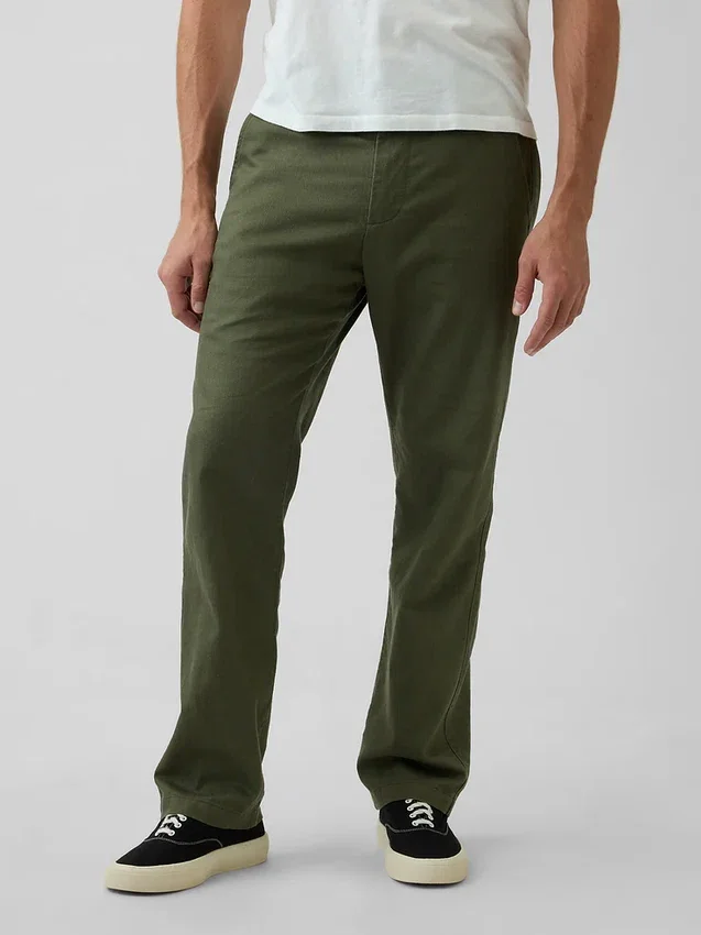 Linen-Cotton Relaxed Straight Trousers