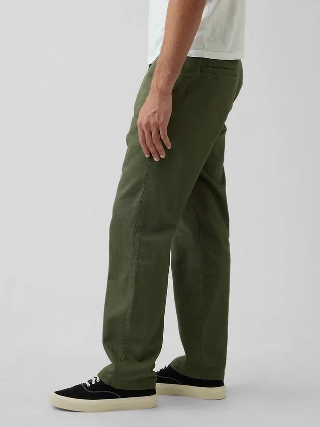 Linen-Cotton Relaxed Straight Trousers