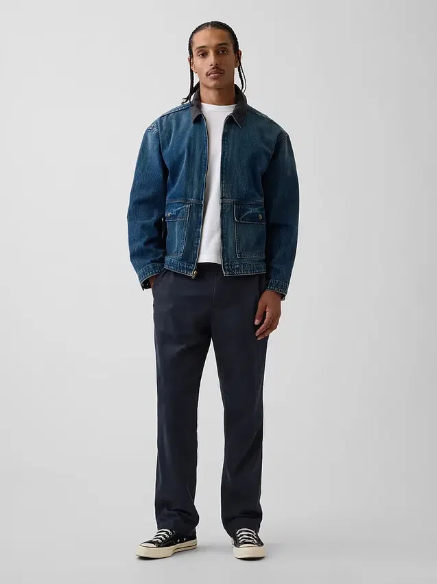 Linen-Cotton Relaxed Straight Trousers