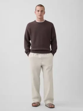 Linen-Cotton Relaxed Taper Easy Pants