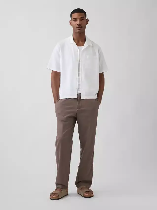 Linen-Cotton Relaxed Taper Easy Pants