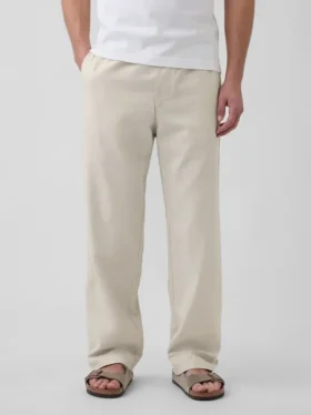 Linen-Cotton Relaxed Taper Easy Pants