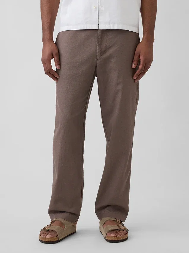 Linen-Cotton Relaxed Taper Easy Pants