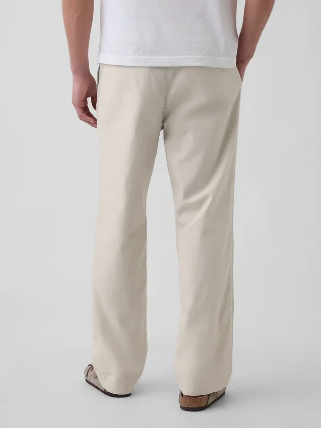 Linen-Cotton Relaxed Taper Easy Pants