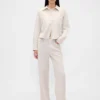 Linen-Cotton Wide-Leg Pants