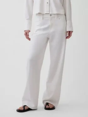 Linen-Cotton Wide-Leg Pants