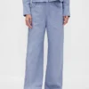 Linen-Cotton Wide-Leg Pants
