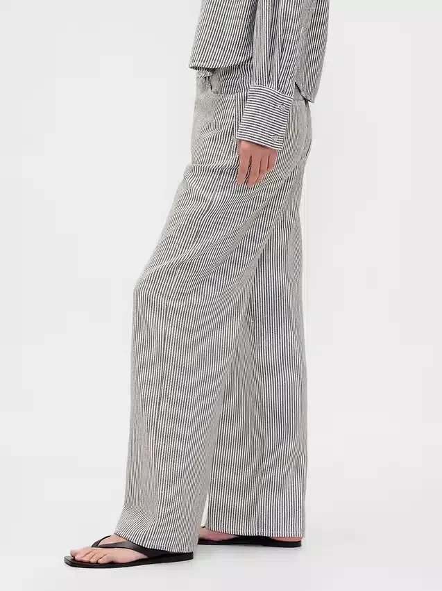 Linen-Cotton Wide-Leg Pants