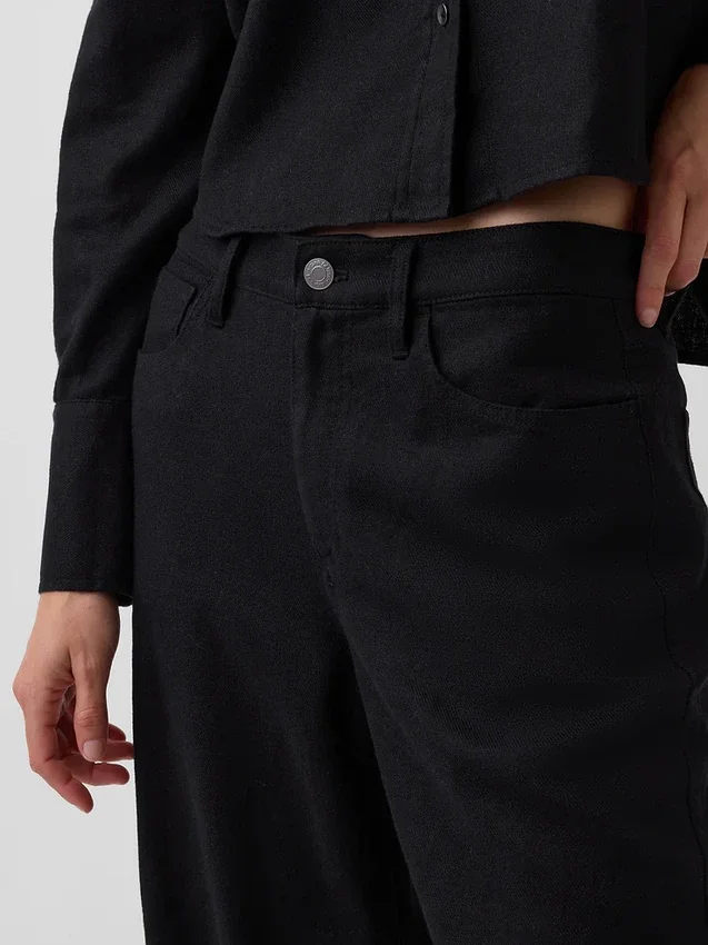 Linen-Cotton Wide-Leg Pants