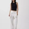 Linen-Cotton Wide-Leg Pants