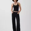Linen-Cotton Wide-Leg Pants