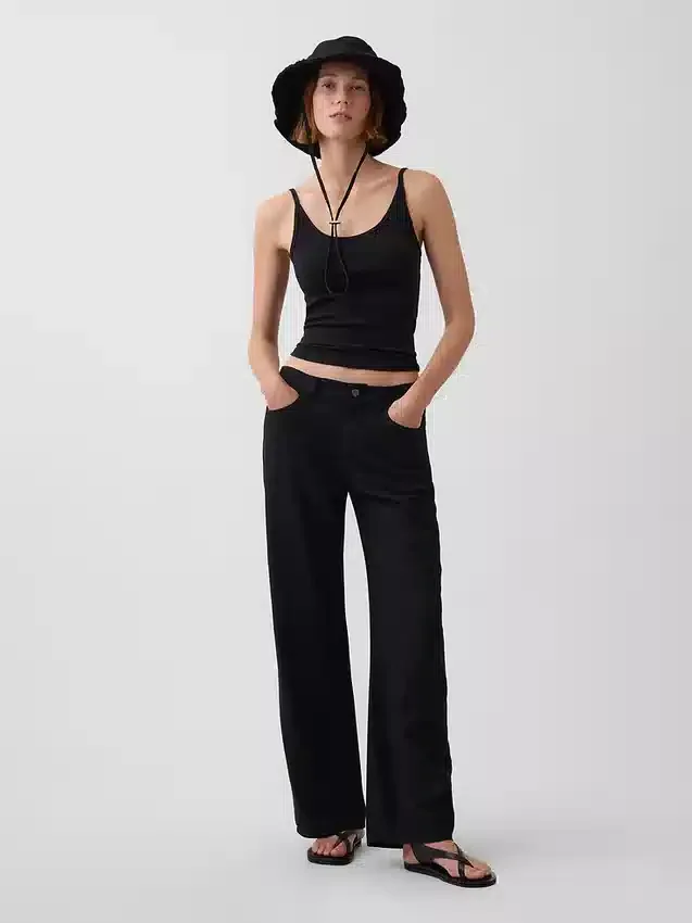 Linen-Cotton Wide-Leg Pants