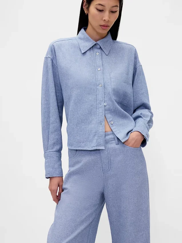 Linen-Cotton Wide-Leg Pants