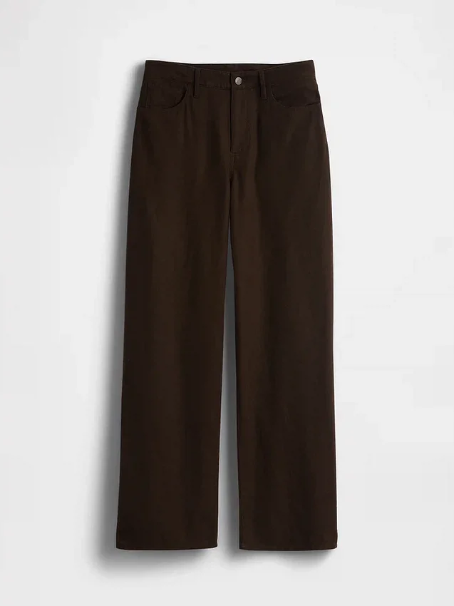 Linen-Cotton Wide-Leg Pants