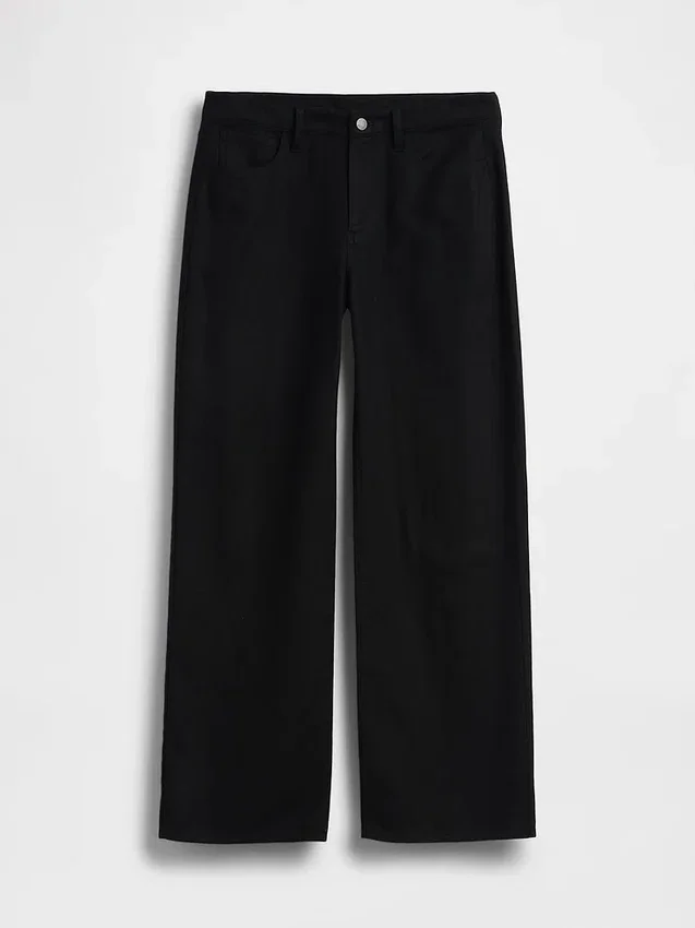 Linen-Cotton Wide-Leg Pants