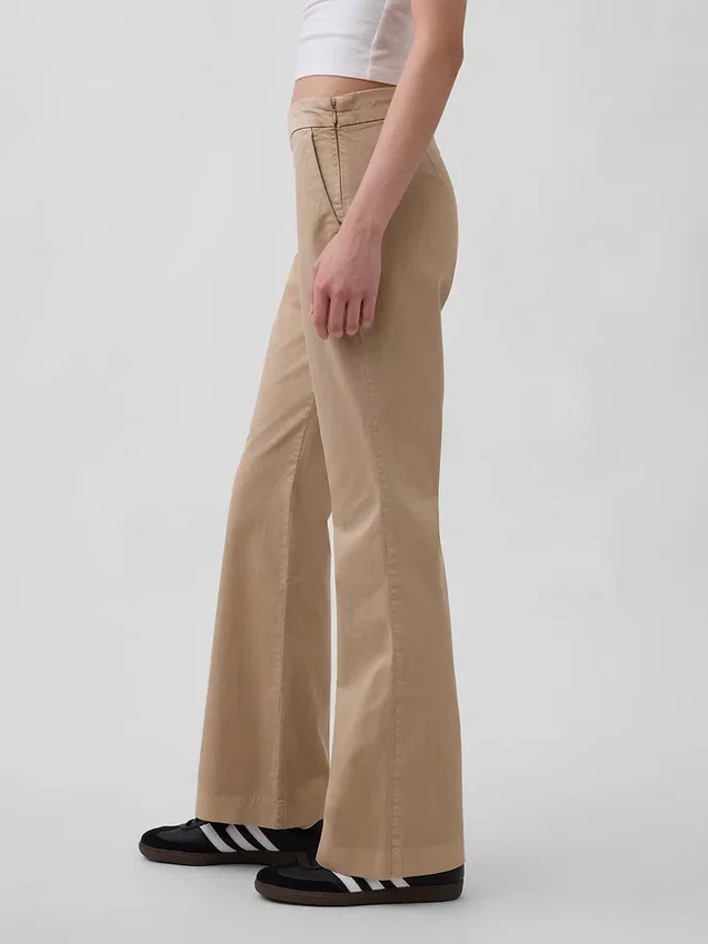 Low Rise Fitted Flare Khakis