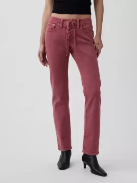 Low Rise Lace-Up ’90S Slim Straight Jeans