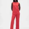 Low Rise Linen-Blend Flare Pants
