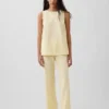 Linen-Blend Shell Tank Top