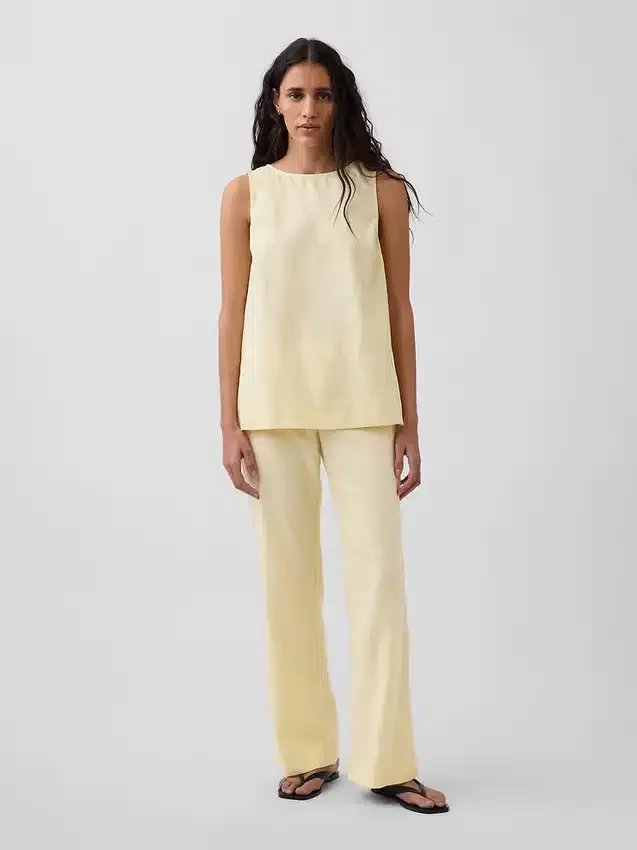 Linen-Blend Shell Tank Top