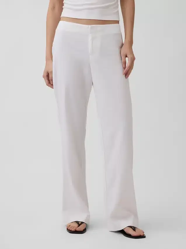 Low Rise Linen-Blend Flare Pants