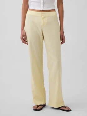 Low Rise Linen-Blend Flare Pants