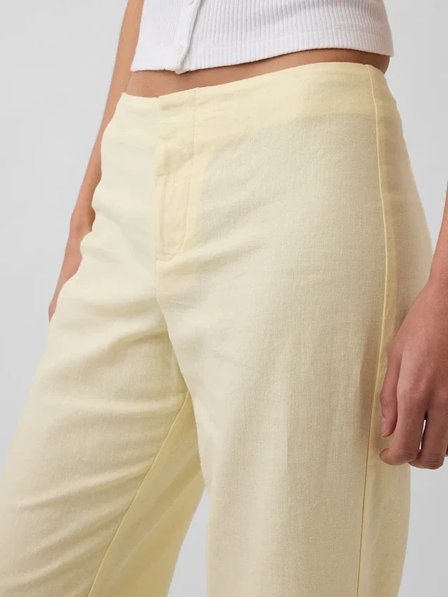 Low Rise Linen-Blend Flare Pants