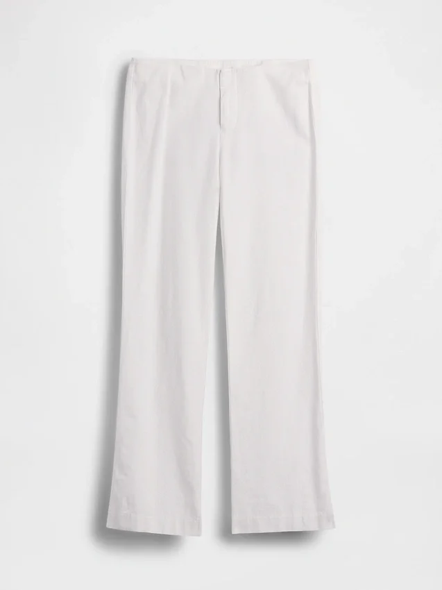 Low Rise Linen-Blend Flare Pants