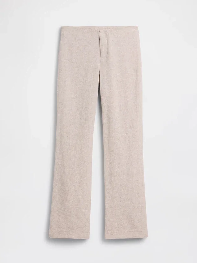 Low Rise Linen-Blend Flare Pants