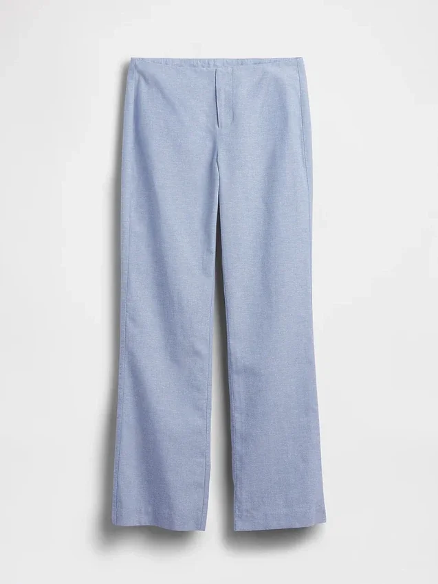 Low Rise Linen-Blend Flare Pants