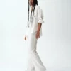Low Rise Linen-Blend Flare Pants