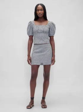 Low Rise Linen-Blend Mini Skort