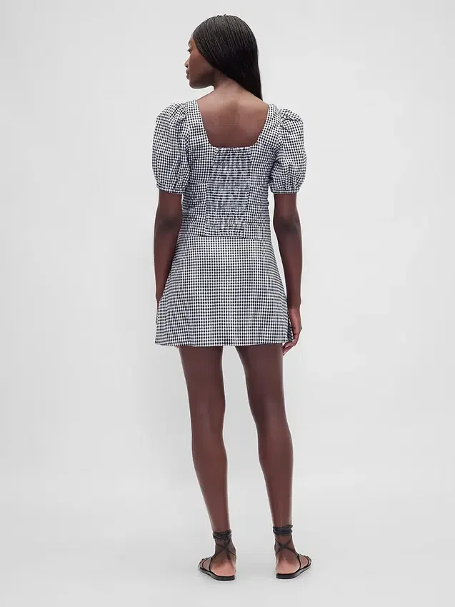 Low Rise Linen-Blend Mini Skort